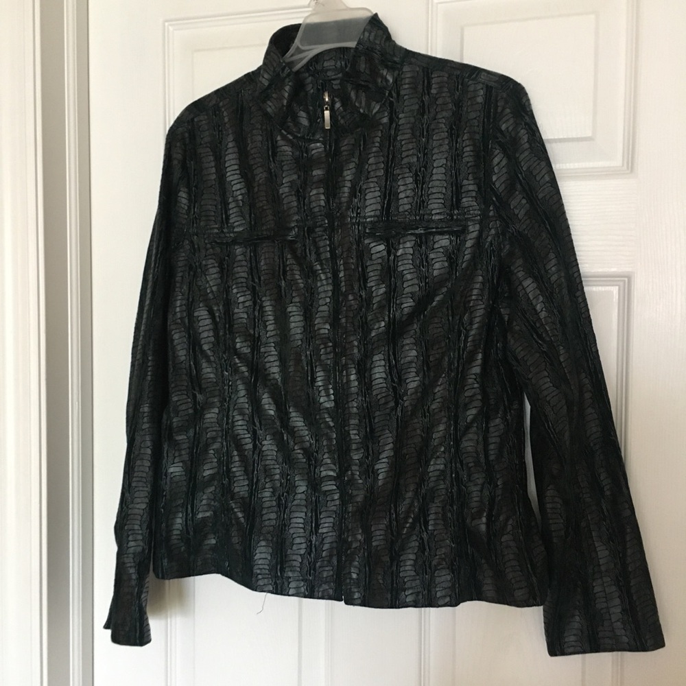 Green “snake” jacket by Erin London